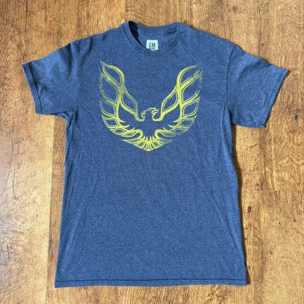 GM General Motors Firebird Graphic T-Shirt Mens Medium Blue Yellow Streetwear